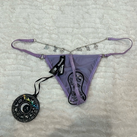 Dolls Kill horoscopes Zenned out metallic lilac Pisces charm thong medium new - Picture 1 of 6